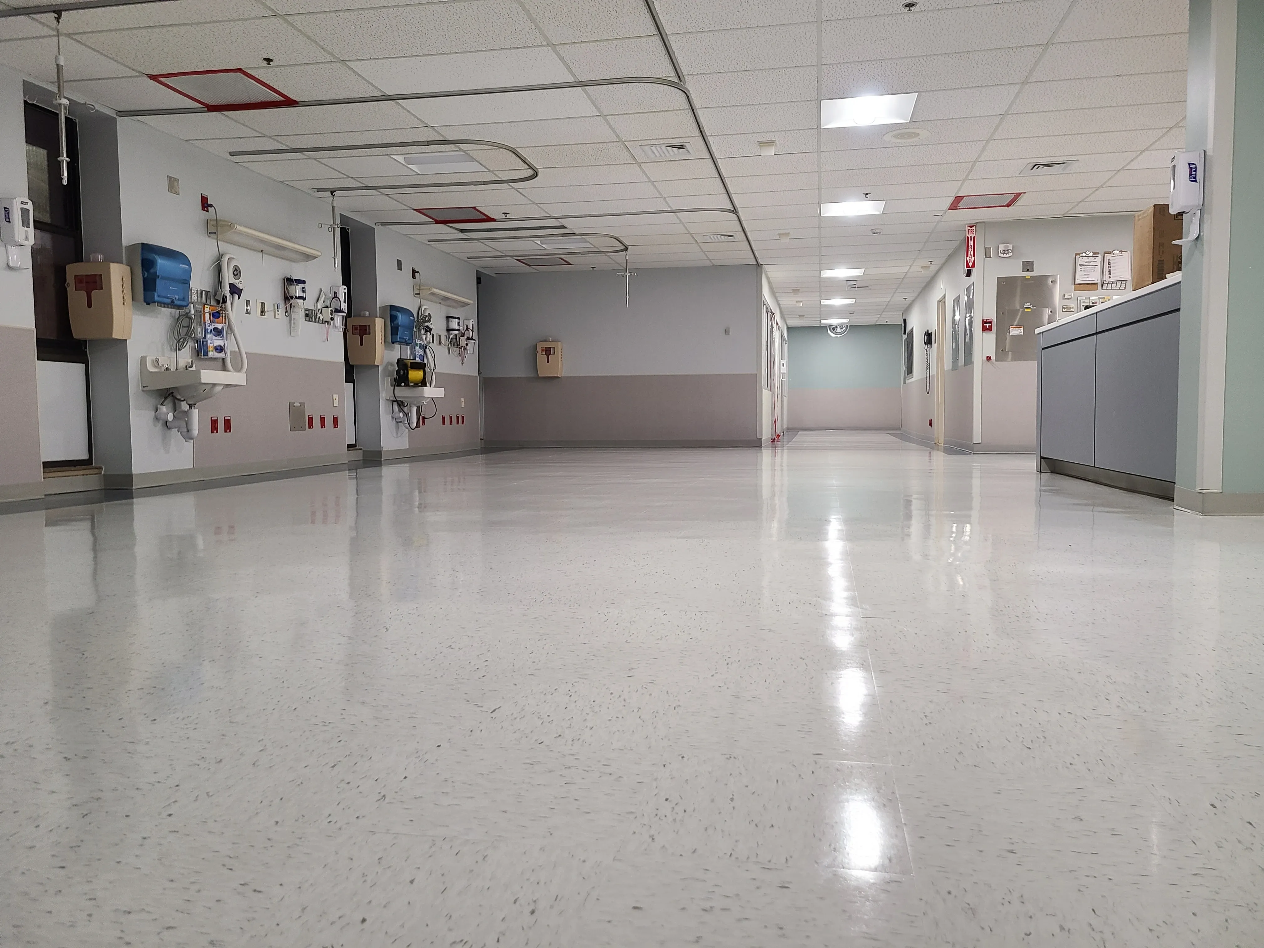 Methodist Hospital VCT flooring with a Diversey Vectra wax