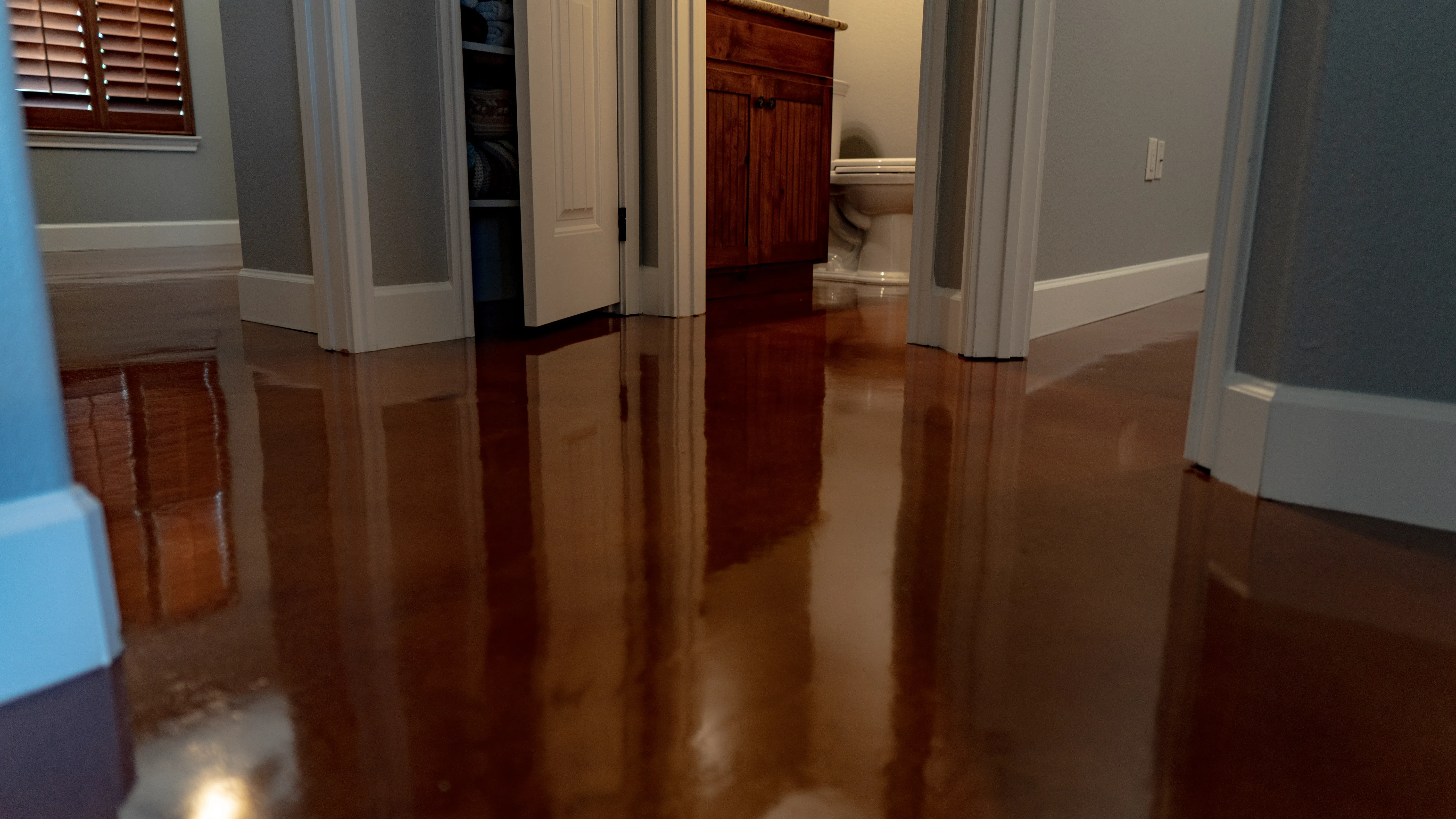 Stained and sealed concrete floor in a Greater San Antonio residential space