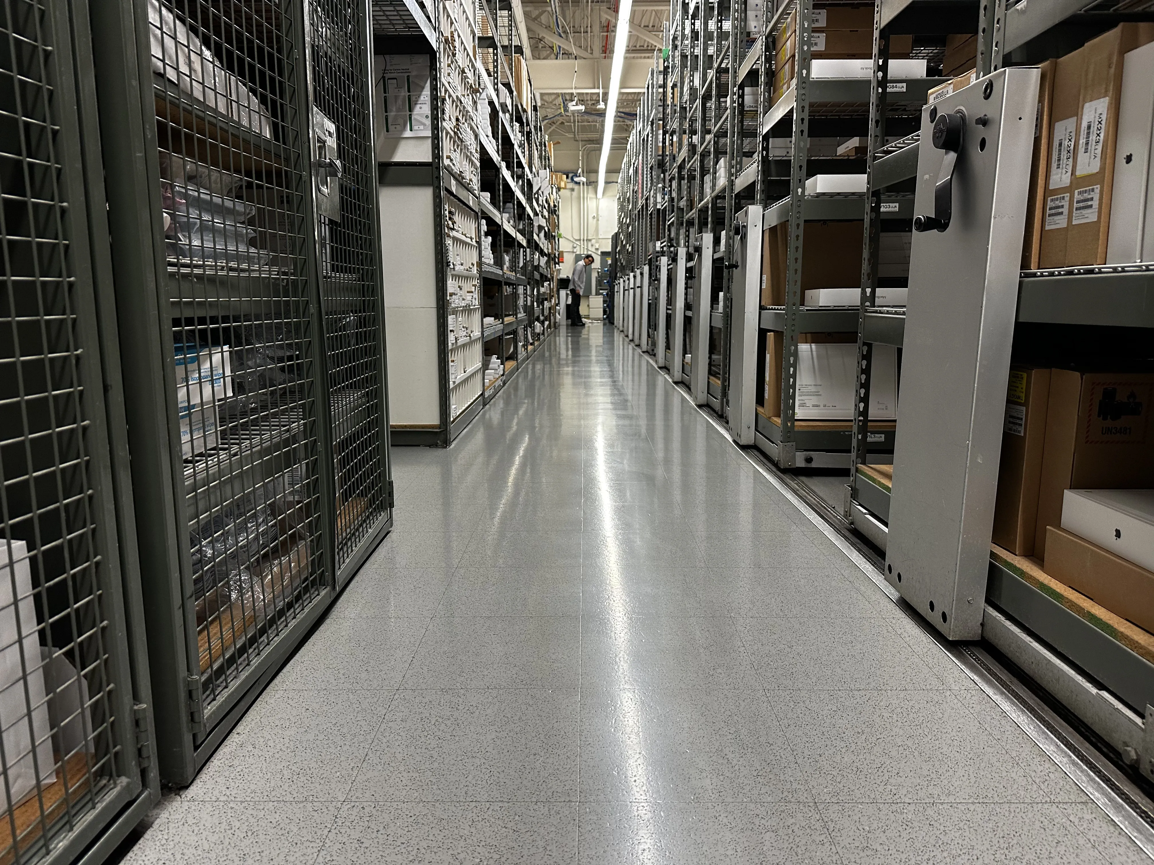 Apple store VCT flooring with a precision-buffed satin finish