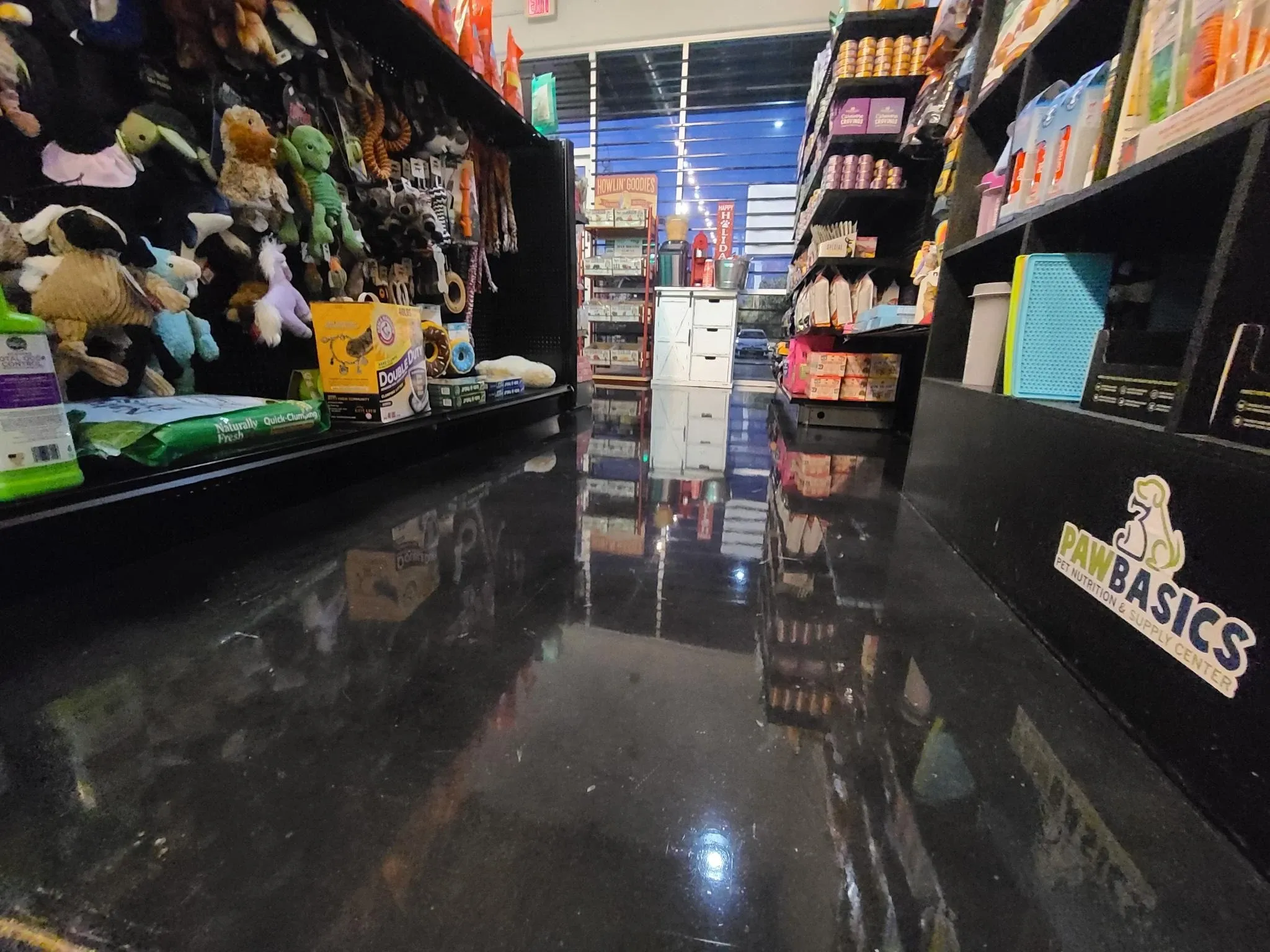 Pet store concrete flooring cleaned, waxed, and ready for use