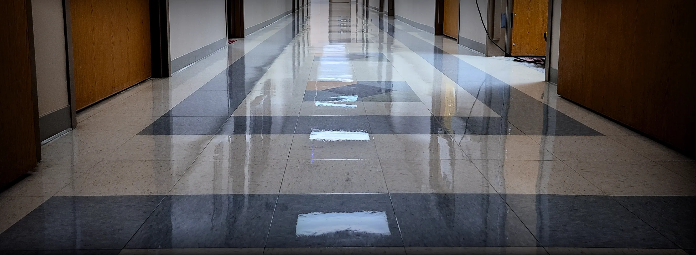 High-shine VCT flooring finished by The Floor Doctor in San Antonio